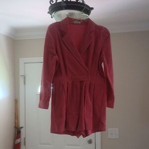 Women's Rose Pink Corduroy Romper Jumpsuit